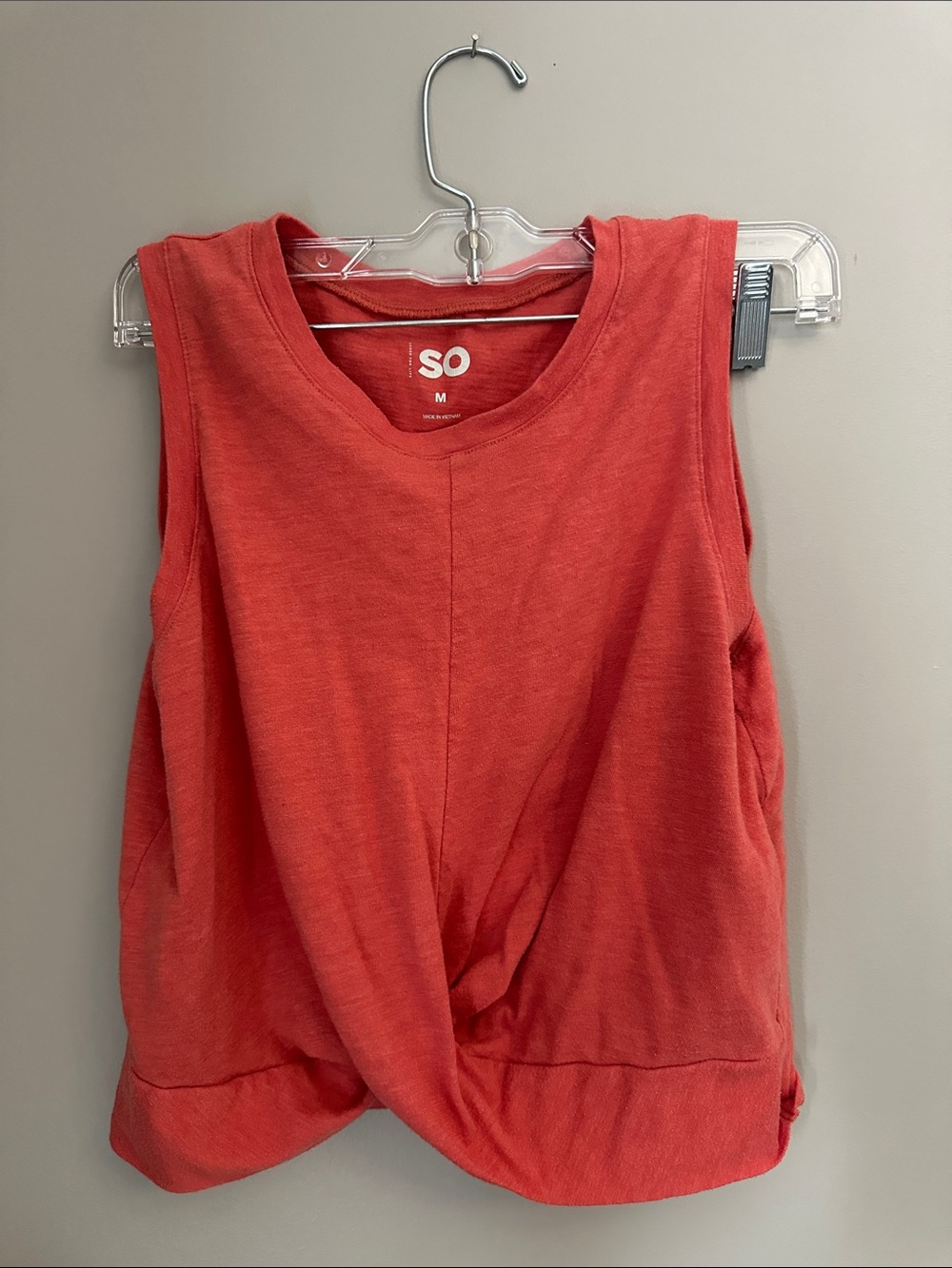 SO Coral-Red Twist Hem Sleeveless Tank
